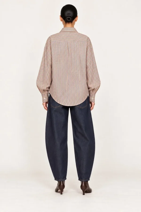 RYTHME — Chemise oversize rayée, pêche, vue de dos