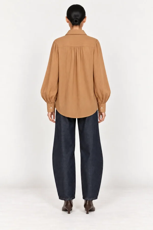 ONDINE — Blouse en gaze de coton à manches ballon, vue de dos