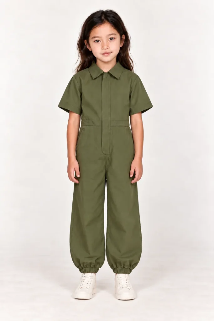 CABRIOLE — Combinaison enfant en toile de coton, vue de face