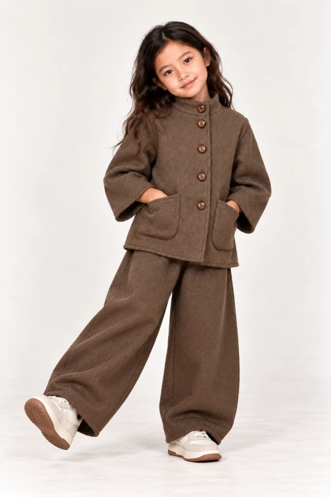 CASCADE — Manteau enfant à franges, marron, GABY by MAISON LACERF