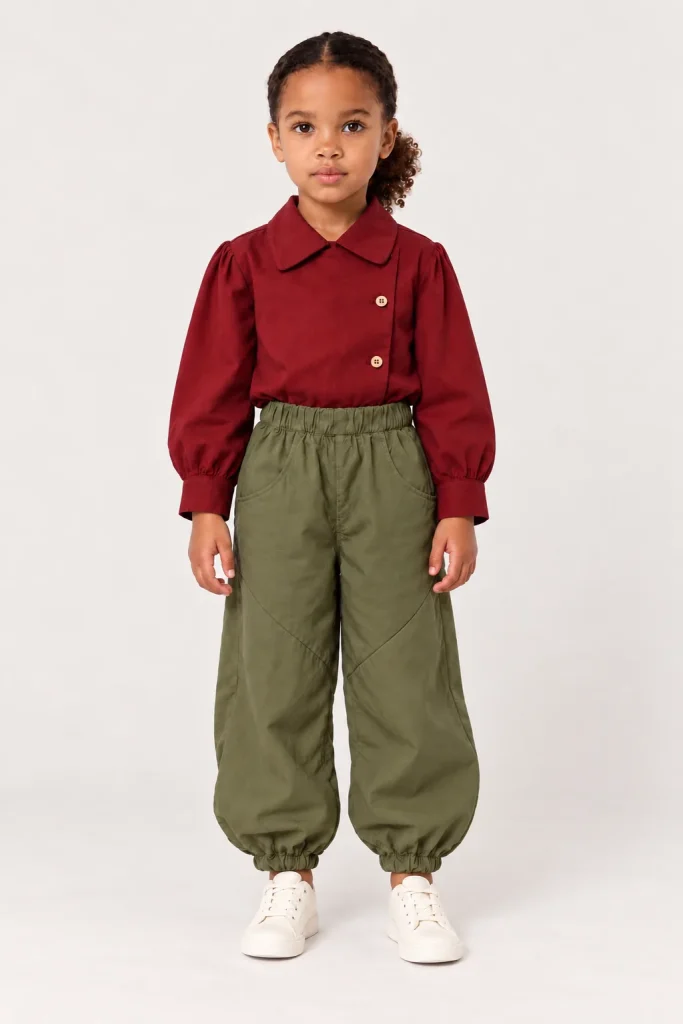 GRENAT — Chemise enfant à manches bouffantes, tenue complète