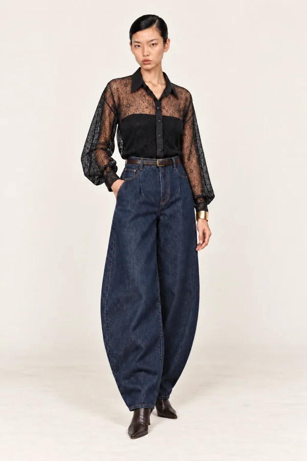 NOCTURNE — Chemise oversize en dentelle, vue de trois quarts