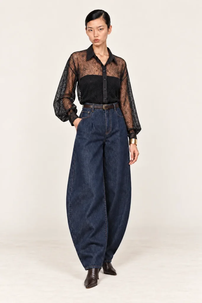 NOCTURNE — Chemise oversize en dentelle, vue de trois quarts