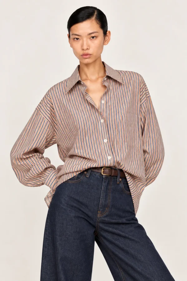 RYTHME — Chemise oversize rayée, portée