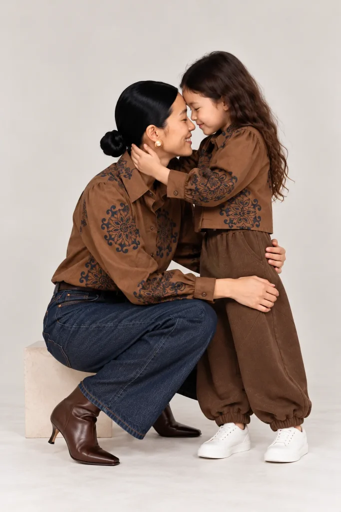 THE TWO OF US, collection mère-fille : les chemises FLORA à motifs floraux, portées par une mère et sa fille